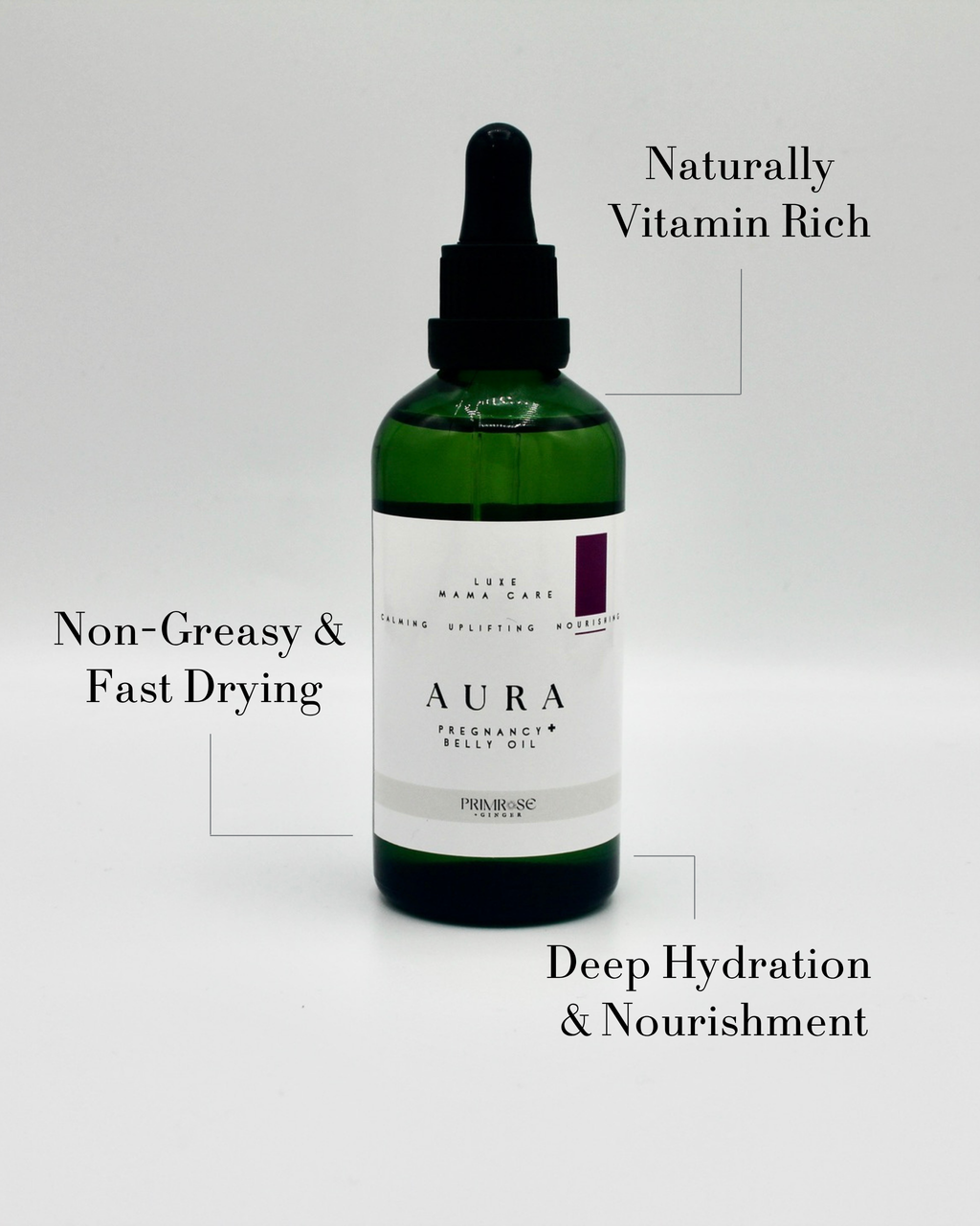 Lightweight pregnancy body oil for nourishing stretched skin